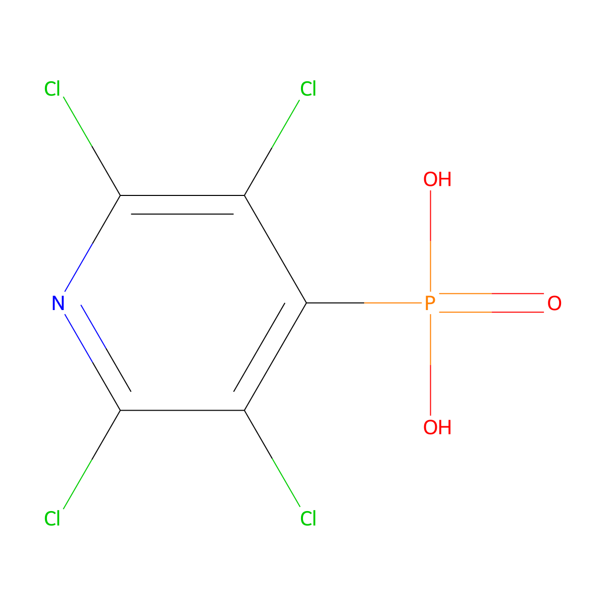 Phosphonic acid, (2,3,5,6-tetrachloro-4-pyridinyl)- molecular structure, CAS 23995-96-2