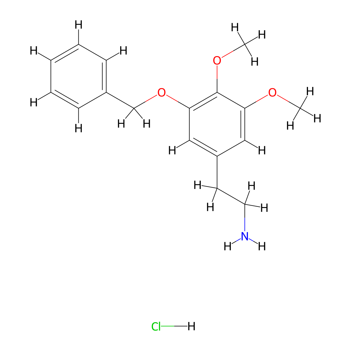 Benzeneethanamine,3,4-dimethoxy-5-(phenylmethoxy)-,hydrochloride molecular structure, CAS 23999-41-9