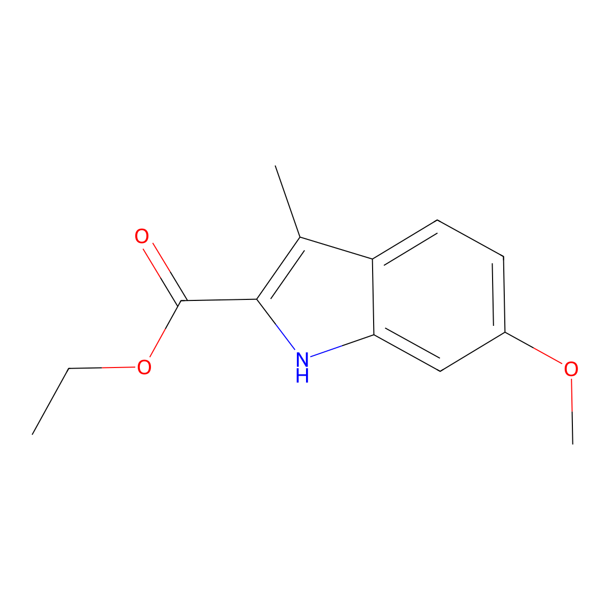 Ethyl 6-methoxy-3-methyl-1H-indole-2-carboxylate molecular structure, CAS 2400-35-3