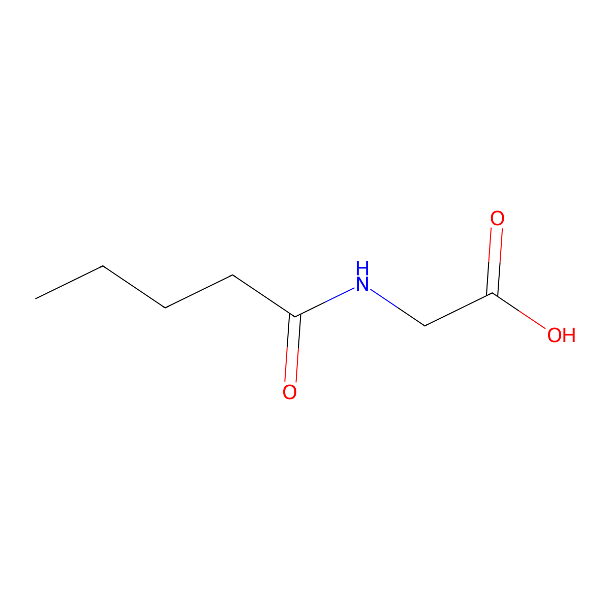Valerylglycine molecular structure, CAS 24003-66-5