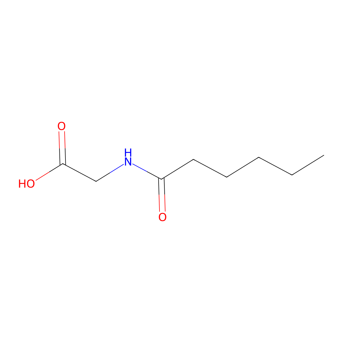 Hexanoylglycine molecular structure, CAS 24003-67-6