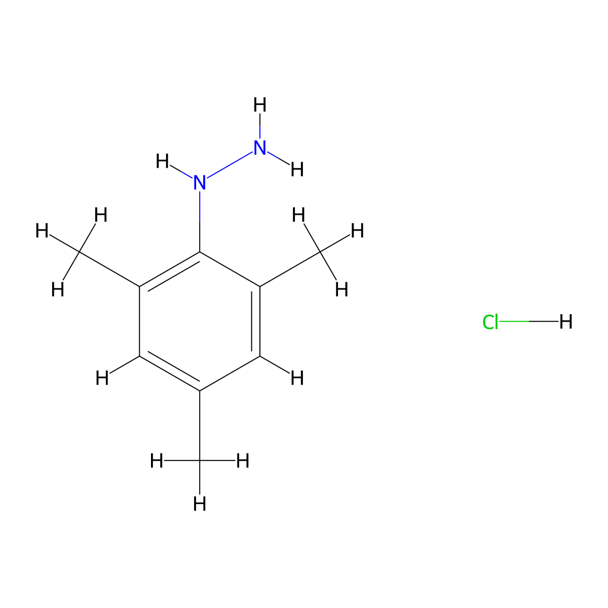 (2,4,6-Trimethylphenyl)hydrazine hydrochloride molecular structure, CAS 24006-09-5
