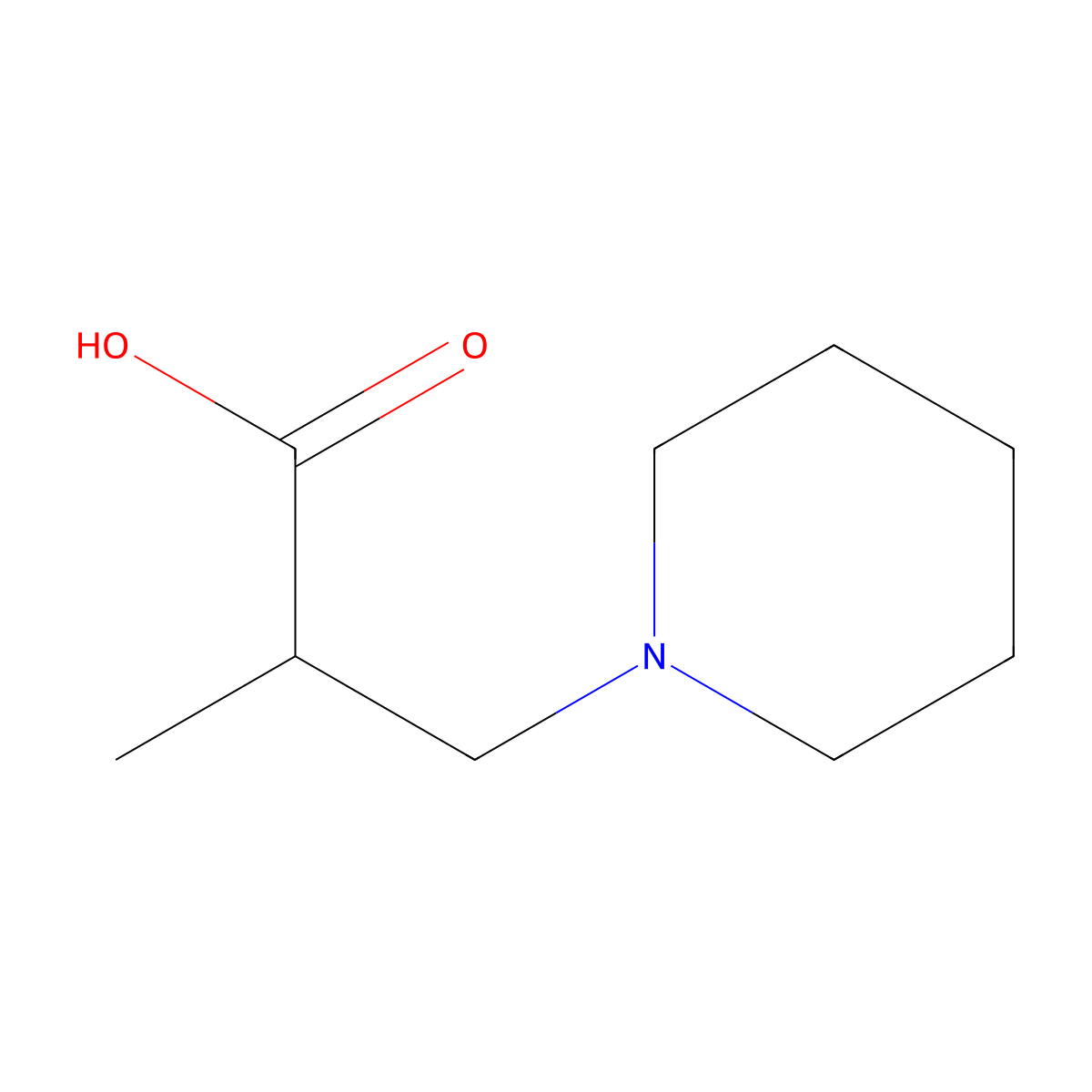 2-Methyl-3-(piperidin-1-yl)propanoic acid molecular structure, CAS 24007-12-3