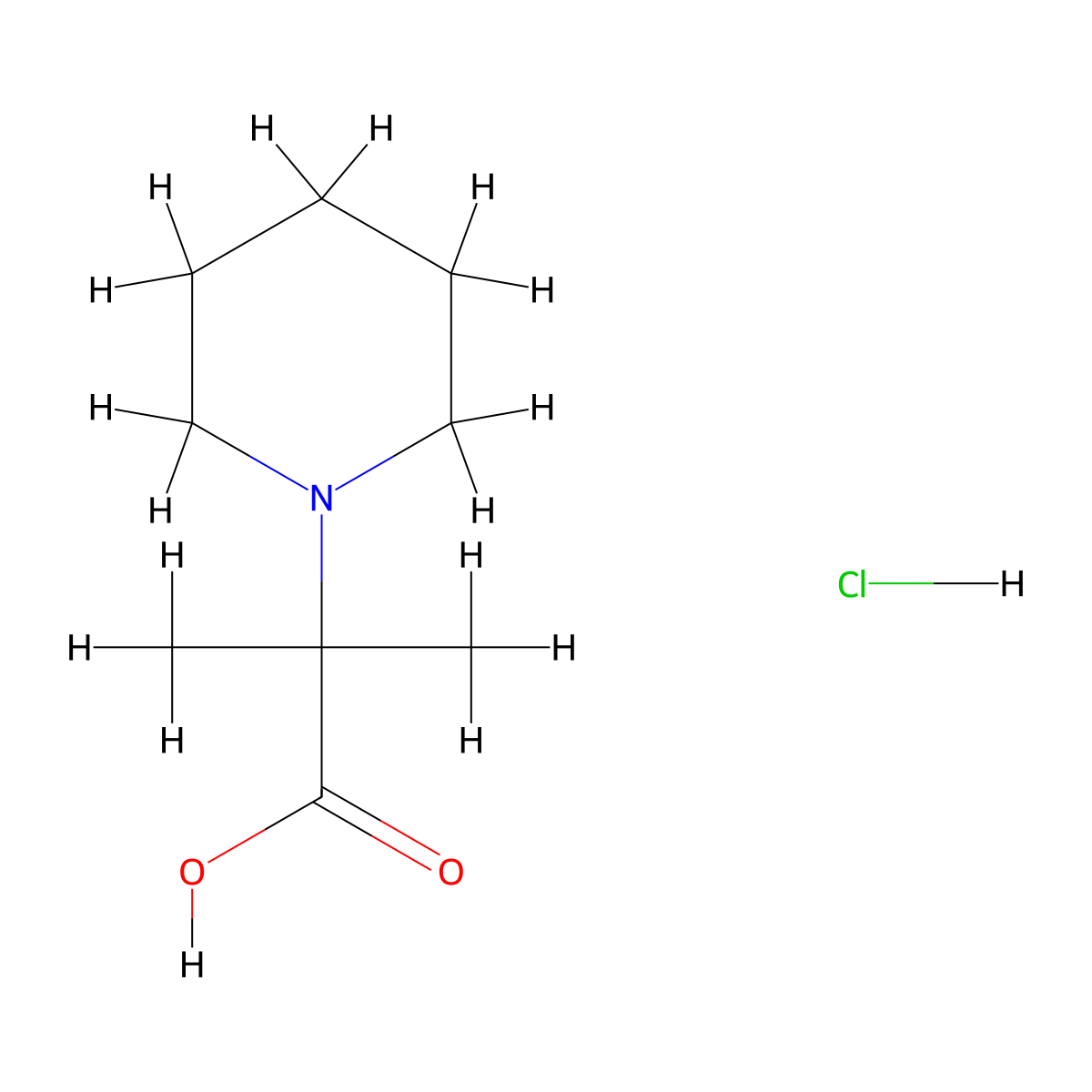 2-Methyl-2-(piperidin-1-yl)propanoic acid hydrochloride molecular structure, CAS 24007-14-5