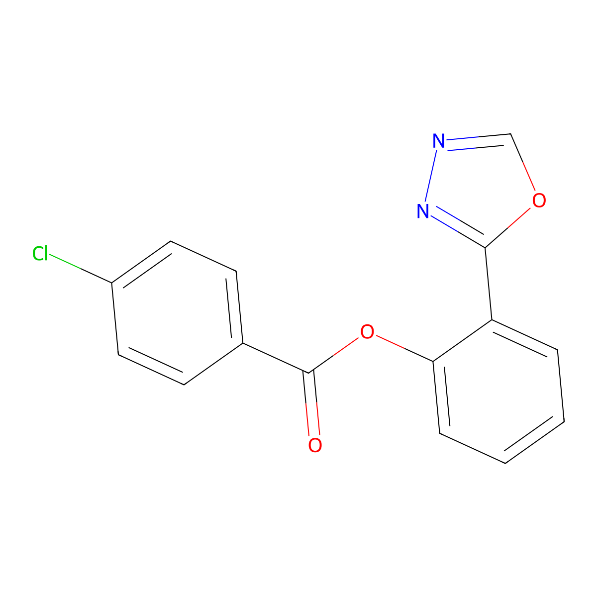 2-(1,3,4-Oxadiazol-2-yl)phenyl 4-chlorobenzenecarboxylate molecular structure, CAS 240115-77-9