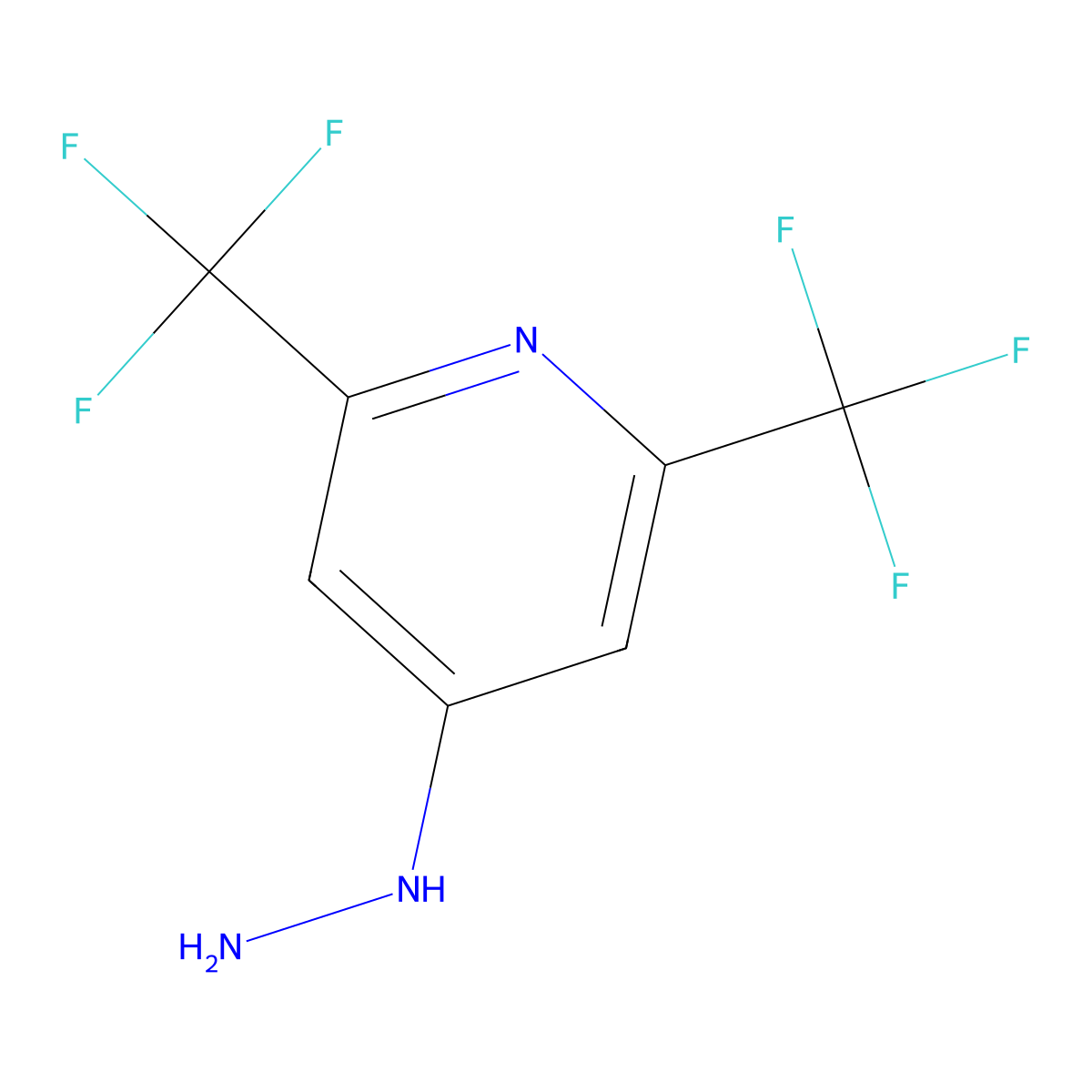 4-Hydrazinyl-2,6-bis(trifluoromethyl)pyridine molecular structure, CAS 240115-88-2