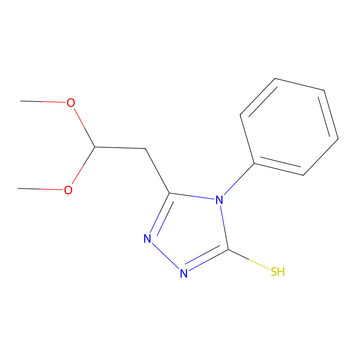 5-(2,2-dimethoxyethyl)-4-phenyl-4H-1,2,4-triazole-3-thiol molecular structure, CAS 240115-90-6