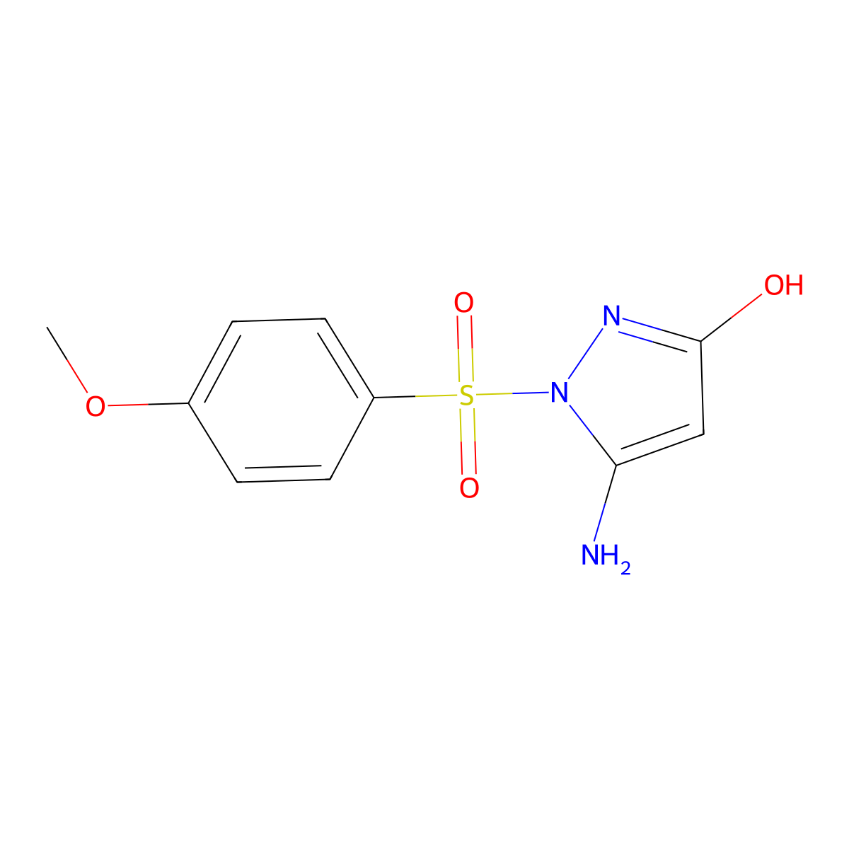 5-amino-1-(4-methoxybenzenesulfonyl)-1H-pyrazol-3-ol molecular structure, CAS 240117-39-9