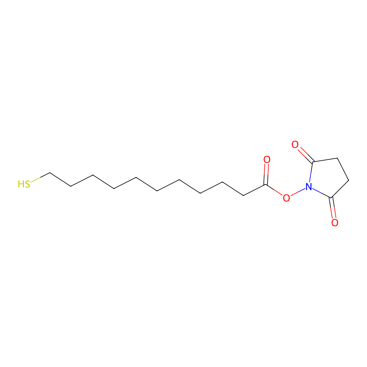 2,5-Dioxopyrrolidin-1-yl 11-mercaptoundecanoate molecular structure, CAS 240125-70-6