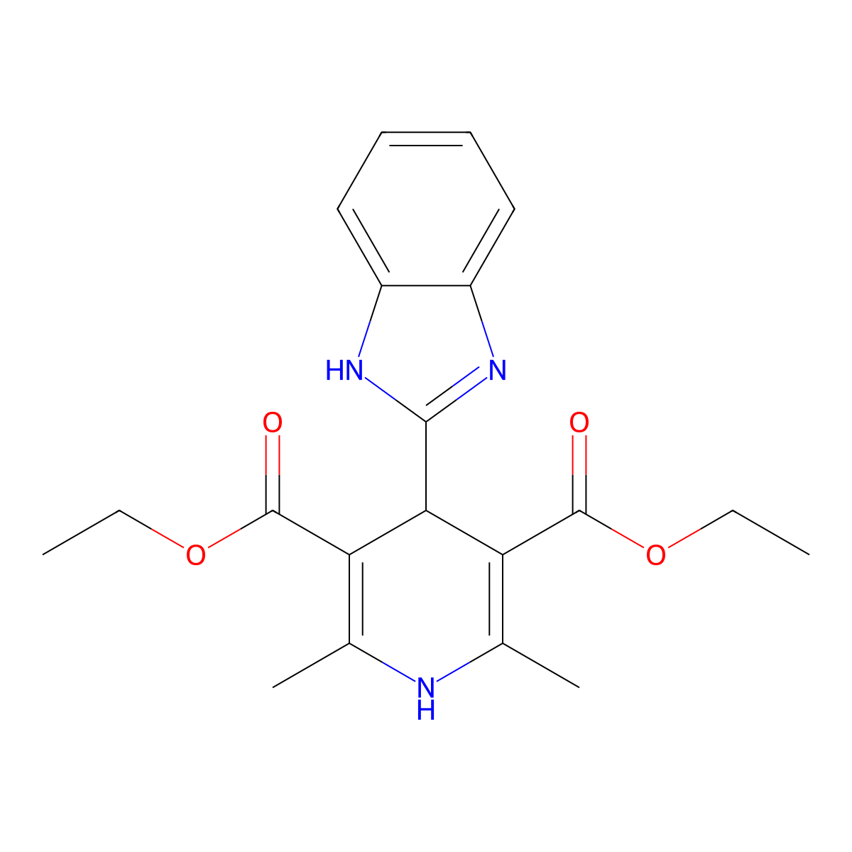 diethyl 4-(1H-benzimidazol-2-yl)-2,6-dimethyl-1,4-dihydropyridine-3,5-dicarboxylate molecular structure, CAS 240126-36-7