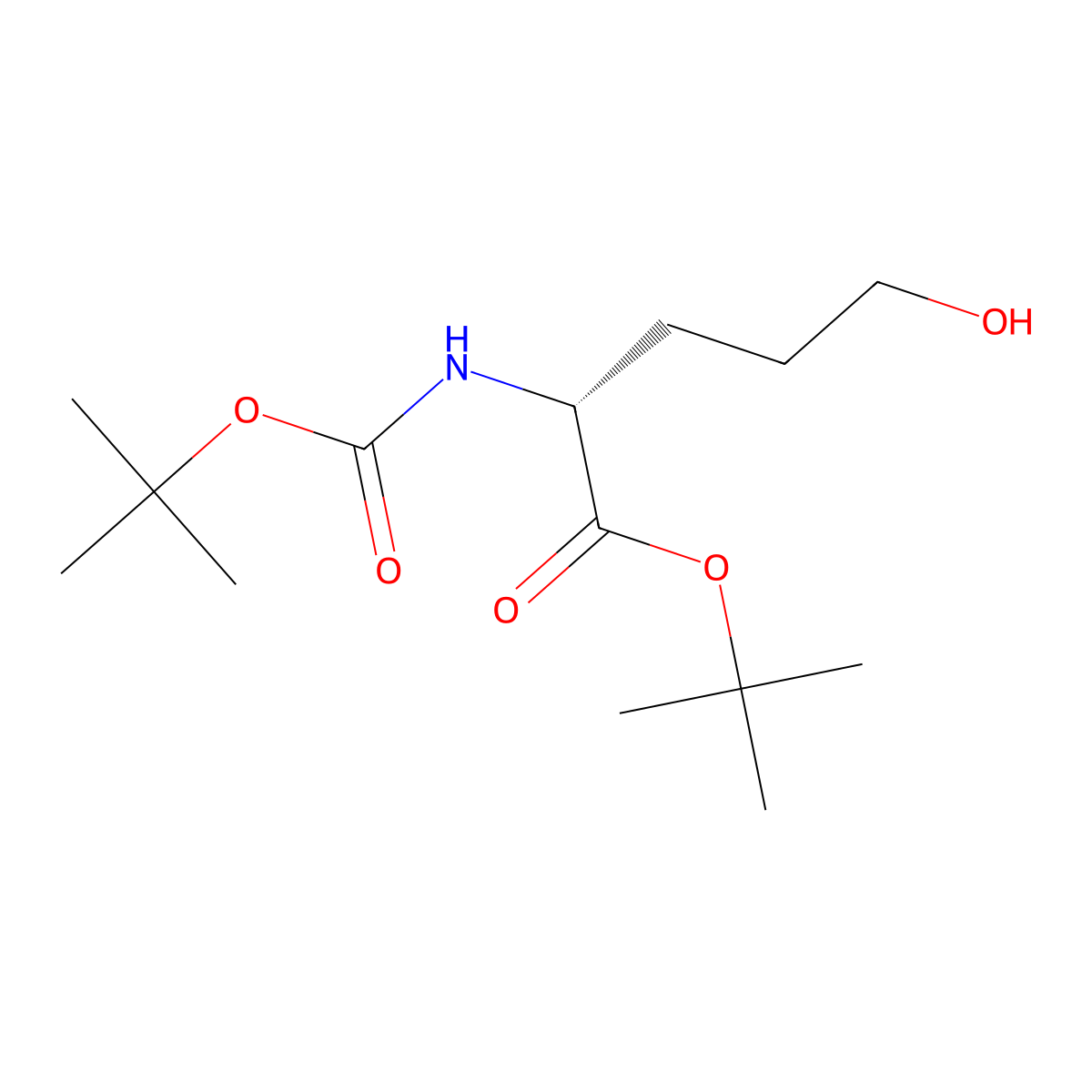 tert-butyl (2R)-2-{[(tert-butoxy)carbonyl]amino}-5-hydroxypentanoate molecular structure, CAS 240135-68-6