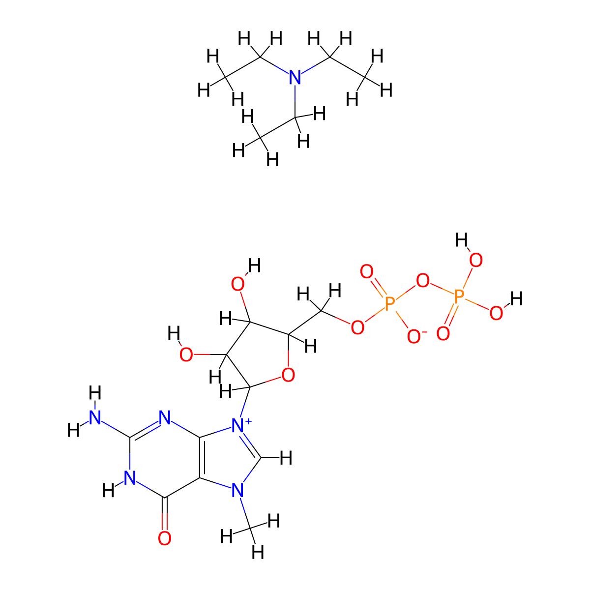 7-Methylguanosine 5'-(Trihydrogen Diphosphate) Triethylamine Salt molecular structure, CAS 240137-50-2