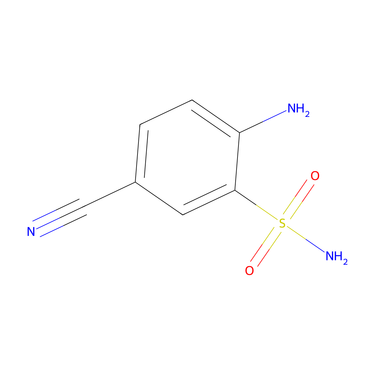2-Amino-5-cyanobenzene-1-sulfonamide molecular structure, CAS 240139-71-3