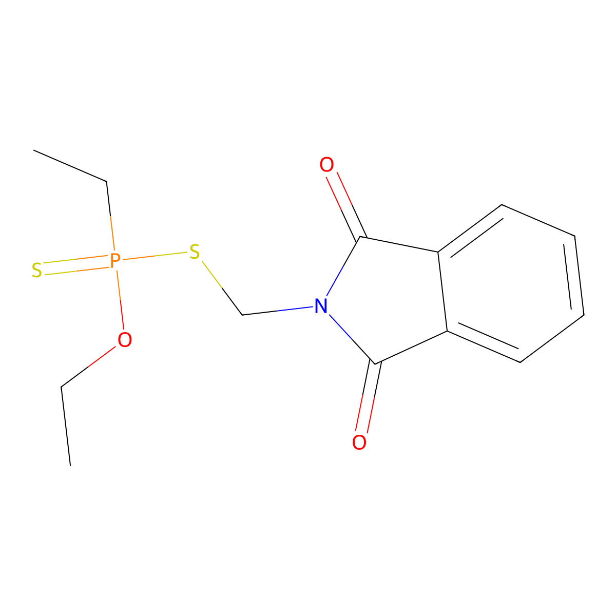 Phosphonodithioic acid, ethyl-, O-ethyl ester, S-ester with N-(mercaptomethyl)phthalimide molecular structure, CAS 24017-24-1