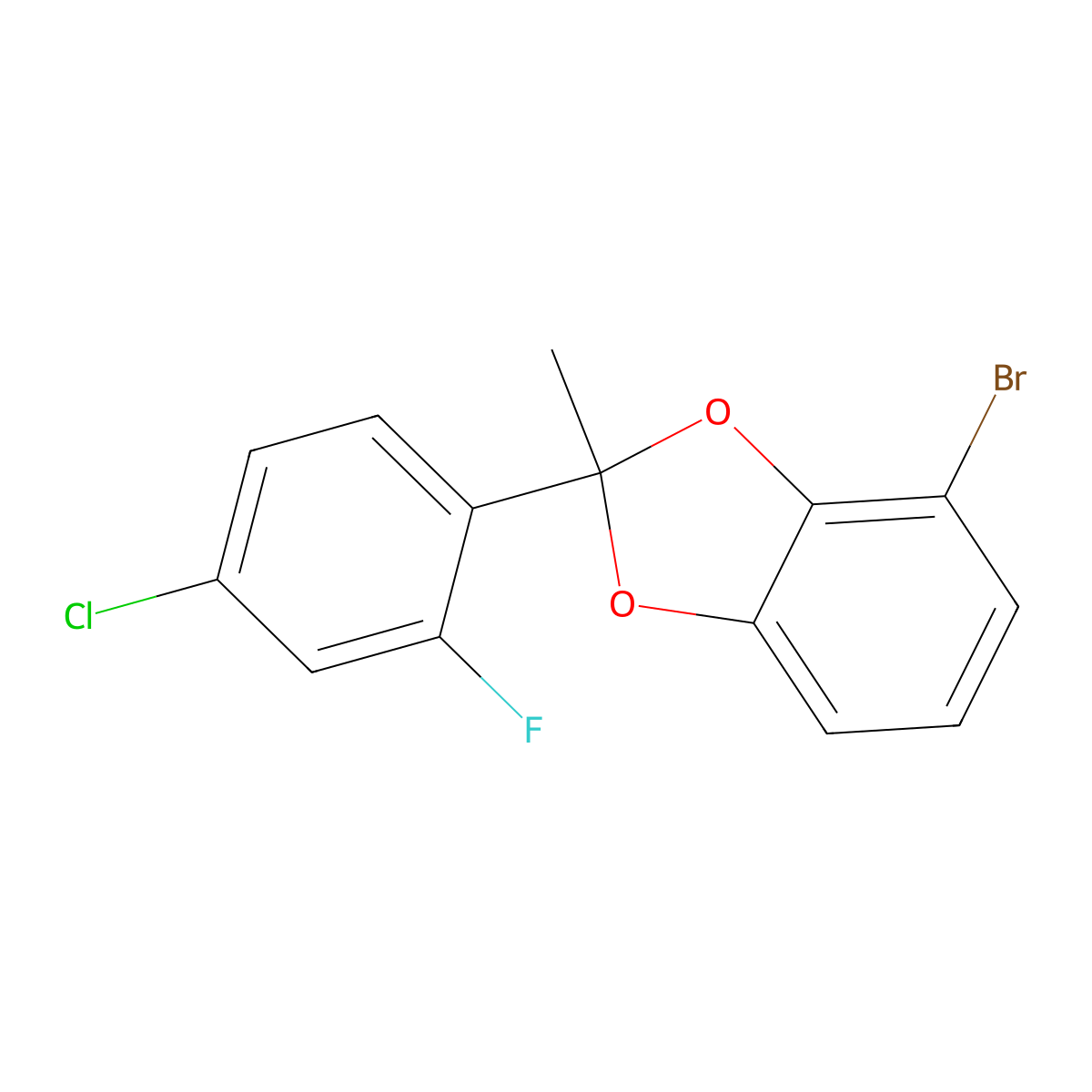 4-Bromo-2-(4-chloro-2-fluorophenyl)-2-methylbenzo[d][1,3]dioxole molecular structure, CAS 2401894-38-8