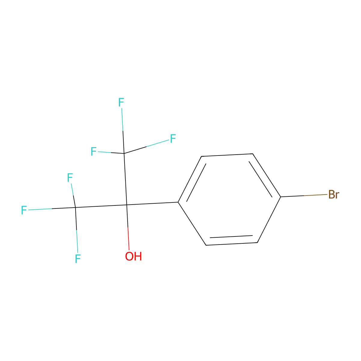 2-(4-Bromophenyl)-1,1,1,3,3,3-hexafluoropropan-2-ol molecular structure, CAS 2402-72-4