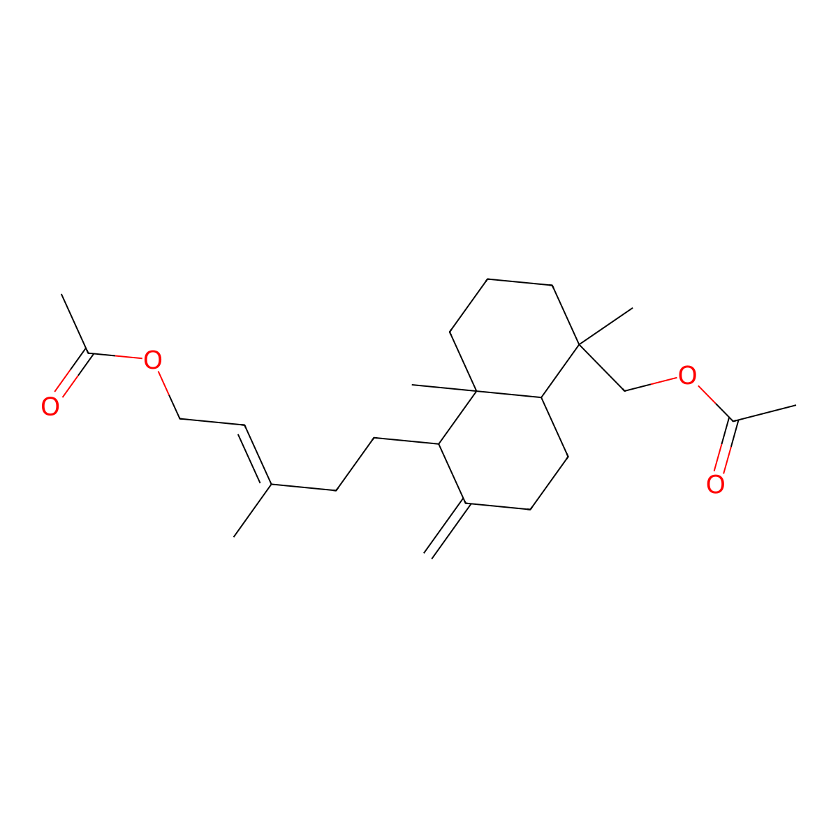 [5-[5-(acetyloxymethyl)-5,8a-dimethyl-2-methylidene-3,4,4a,6,7,8-hexahydro-1H-naphthalen-1-yl]-3-methylpent-2-enyl] acetate molecular structure, CAS 24022-13-7
