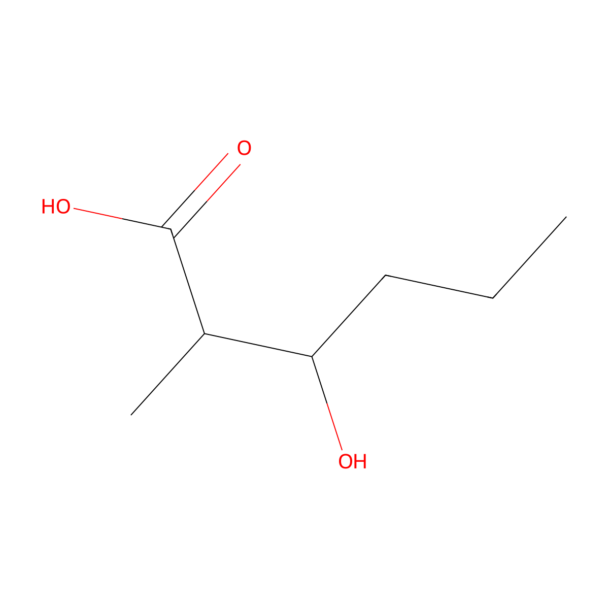 3-Hydroxy-2-methylhexanoic acid molecular structure, CAS 24022-15-9