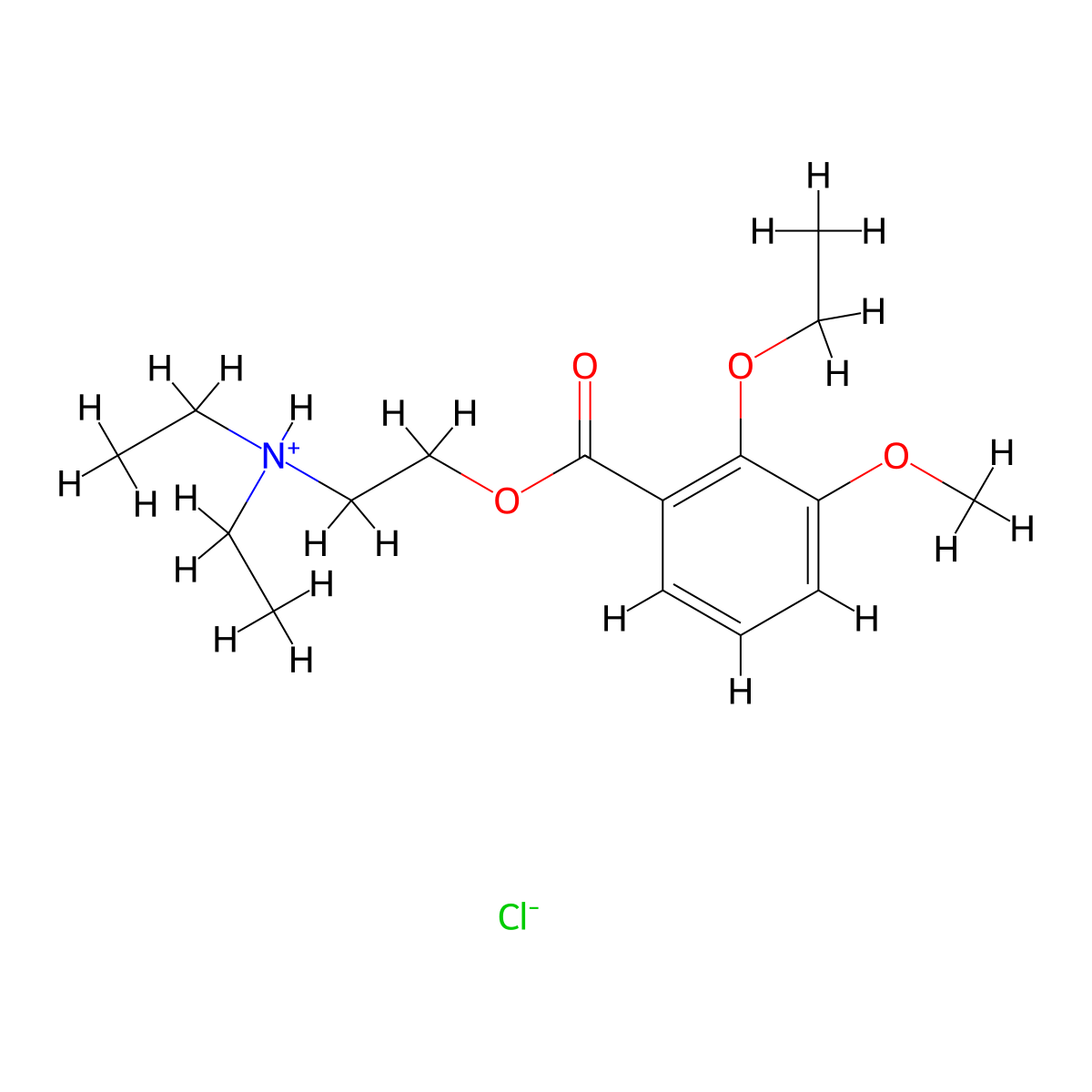 Benzoic acid, 2-ethoxy-3-methoxy-, 2-(diethylamino)ethyl ester, hydrochloride molecular structure, CAS 24022-37-5