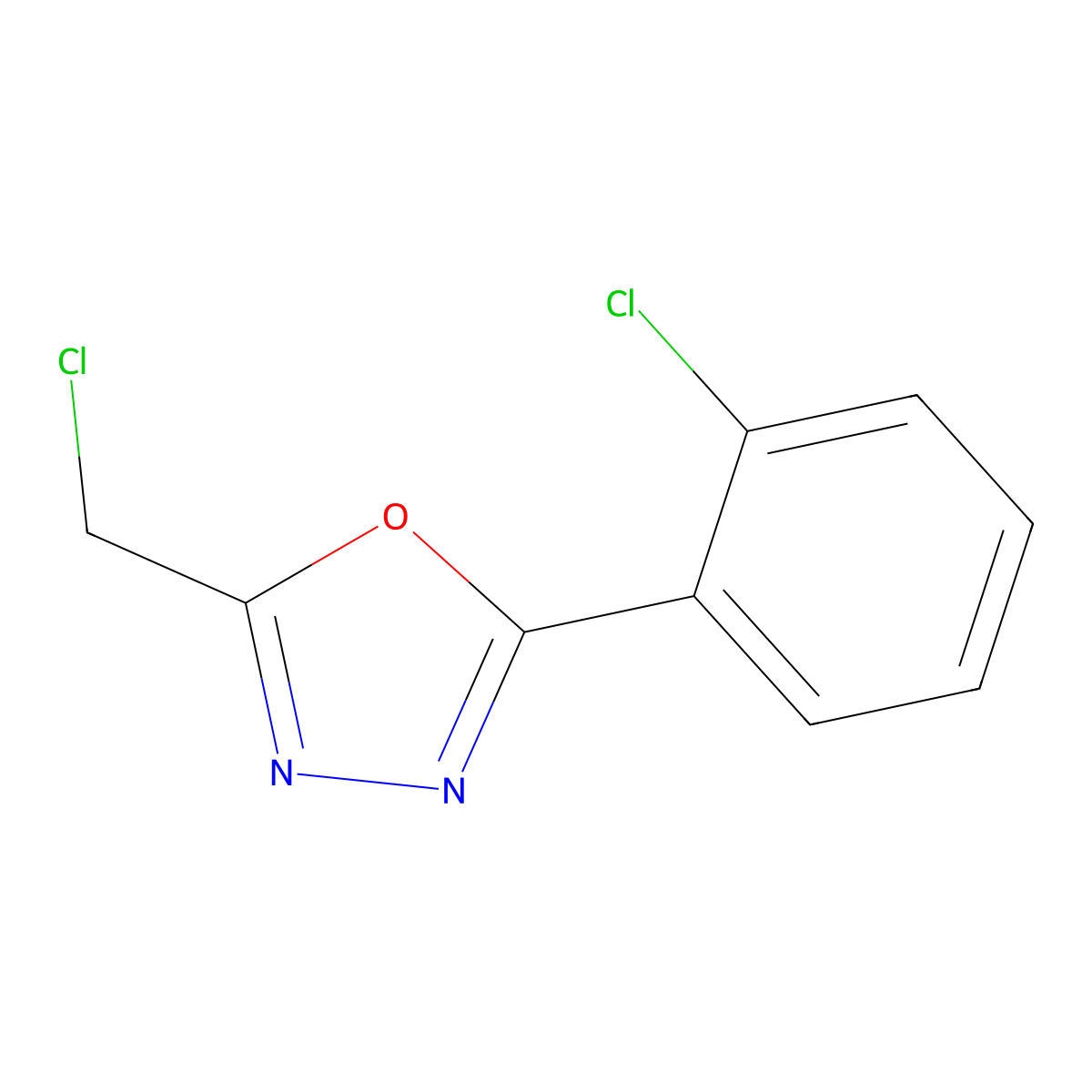 2-(Chloromethyl)-5-(2-chlorophenyl)-1,3,4-oxadiazole molecular structure, CAS 24023-72-1
