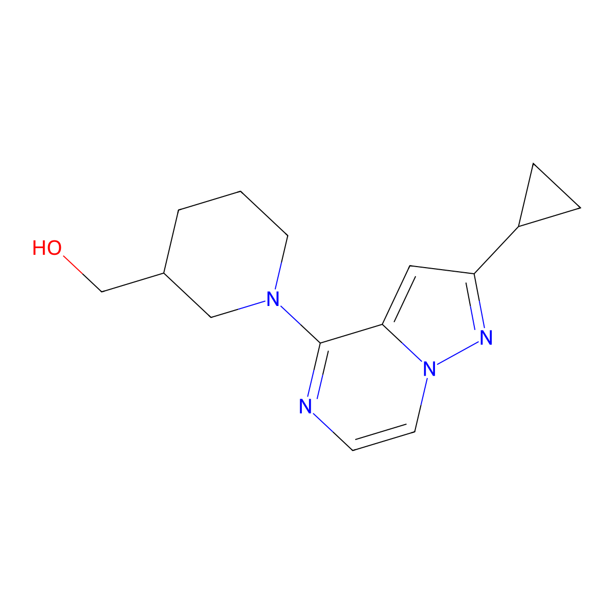 (1-{2-Cyclopropylpyrazolo[1,5-a]pyrazin-4-yl}piperidin-3-yl)methanol molecular structure, CAS 2402654-23-1