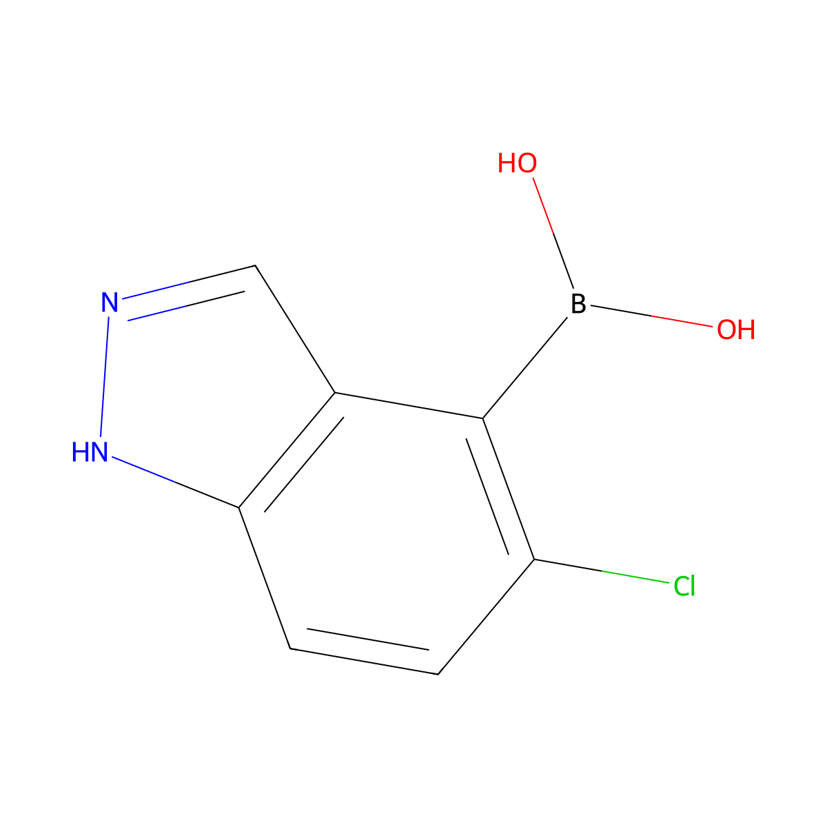 (5-chloro-1H-indazol-4-yl)boronic acid molecular structure, CAS 2402783-25-7