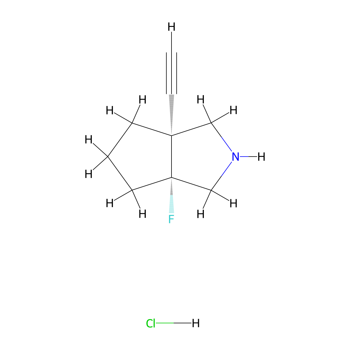 rac-(3aR,6aR)-3a-ethynyl-6a-fluoro-octahydrocyclopenta[c]pyrrole hydrochloride molecular structure, CAS 2402789-03-9