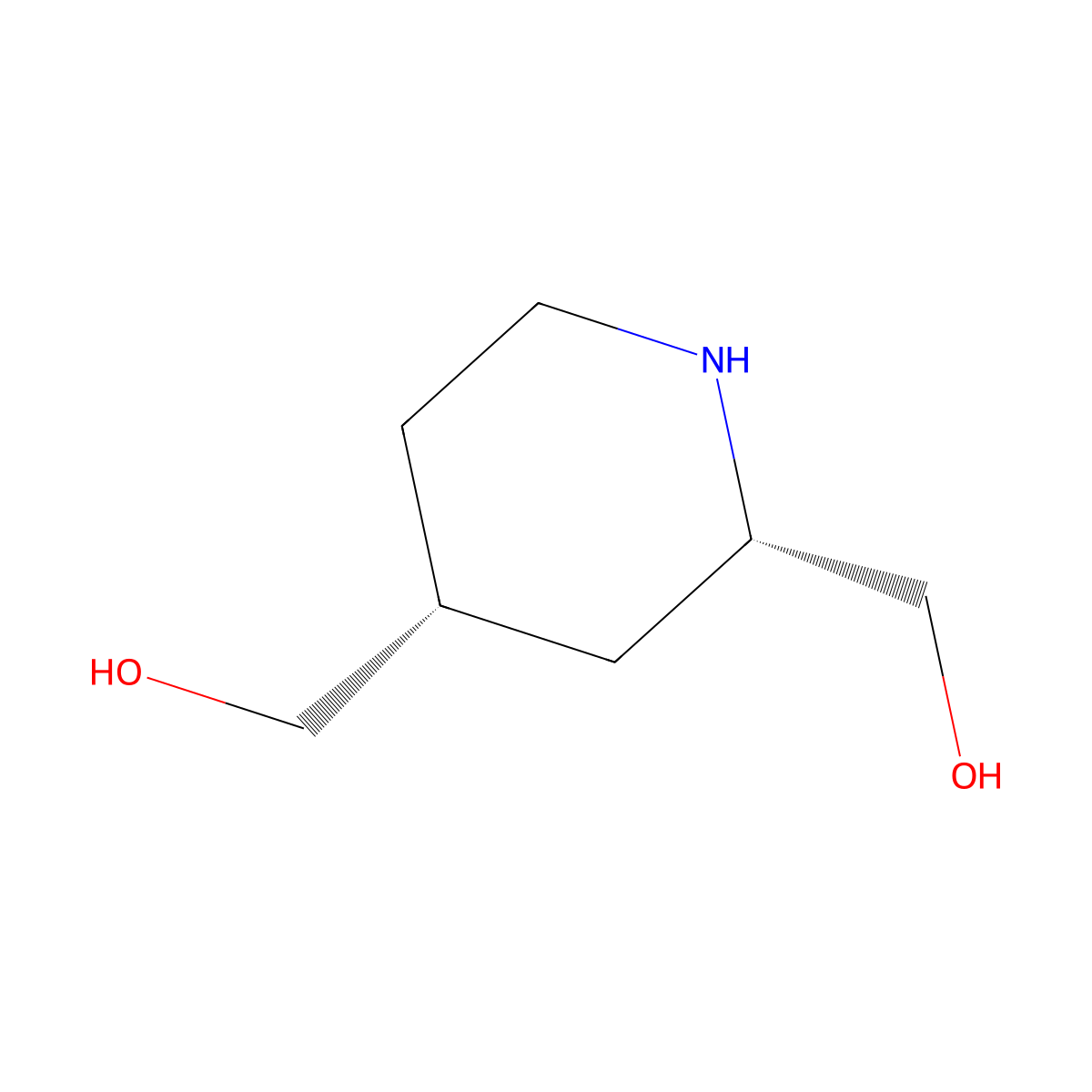 rac-[(2R,4S)-4-(hydroxymethyl)piperidin-2-yl]methanol molecular structure, CAS 2402789-06-2