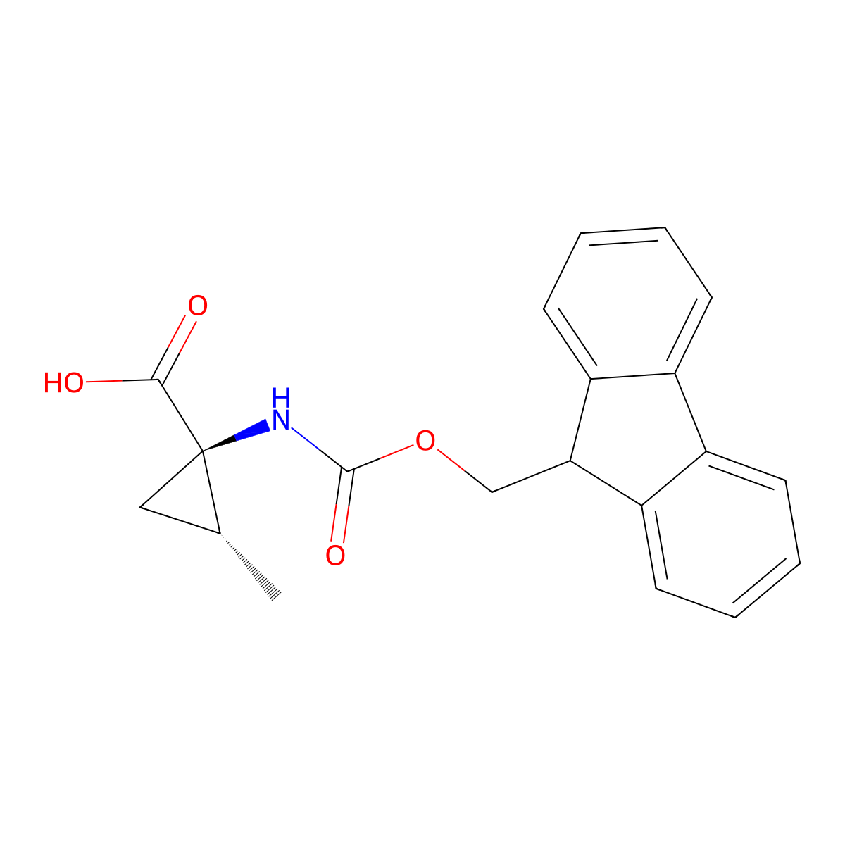 rac-(1R,2R)-1-({[(9H-fluoren-9-yl)methoxy]carbonyl}amino)-2-methylcyclopropane-1-carboxylicacid molecular structure, CAS 2402789-08-4