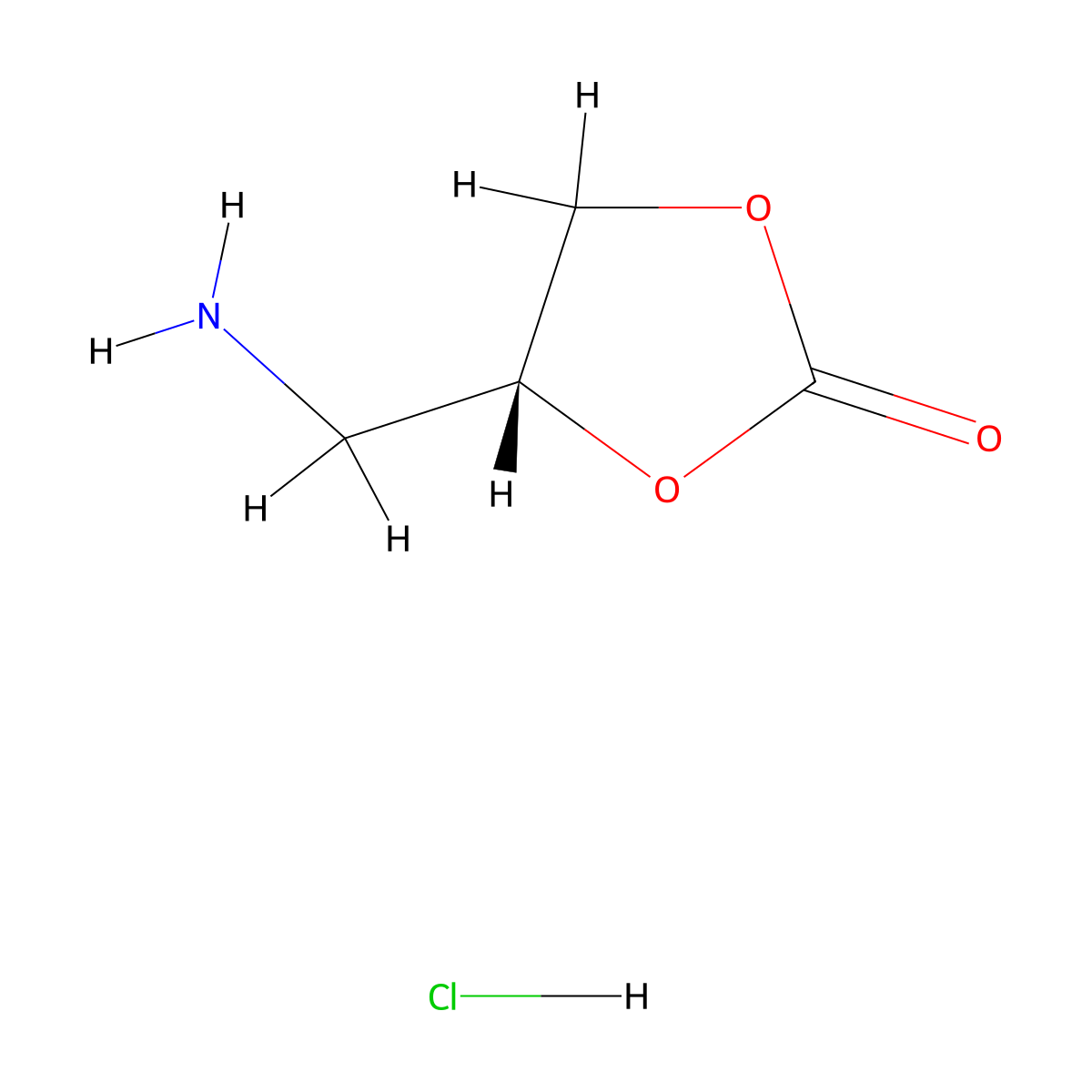 (4R)-4-(aminomethyl)-1,3-dioxolan-2-one hydrochloride molecular structure, CAS 2402789-11-9