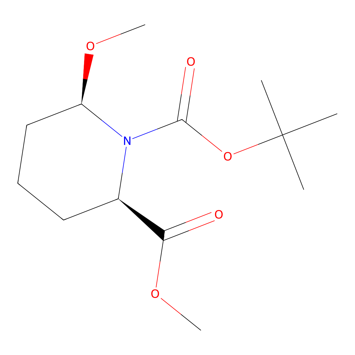 rac-1-tert-butyl 2-methyl (2R,6R)-6-methoxypiperidine-1,2-dicarboxylate, cis molecular structure, CAS 2402789-12-0