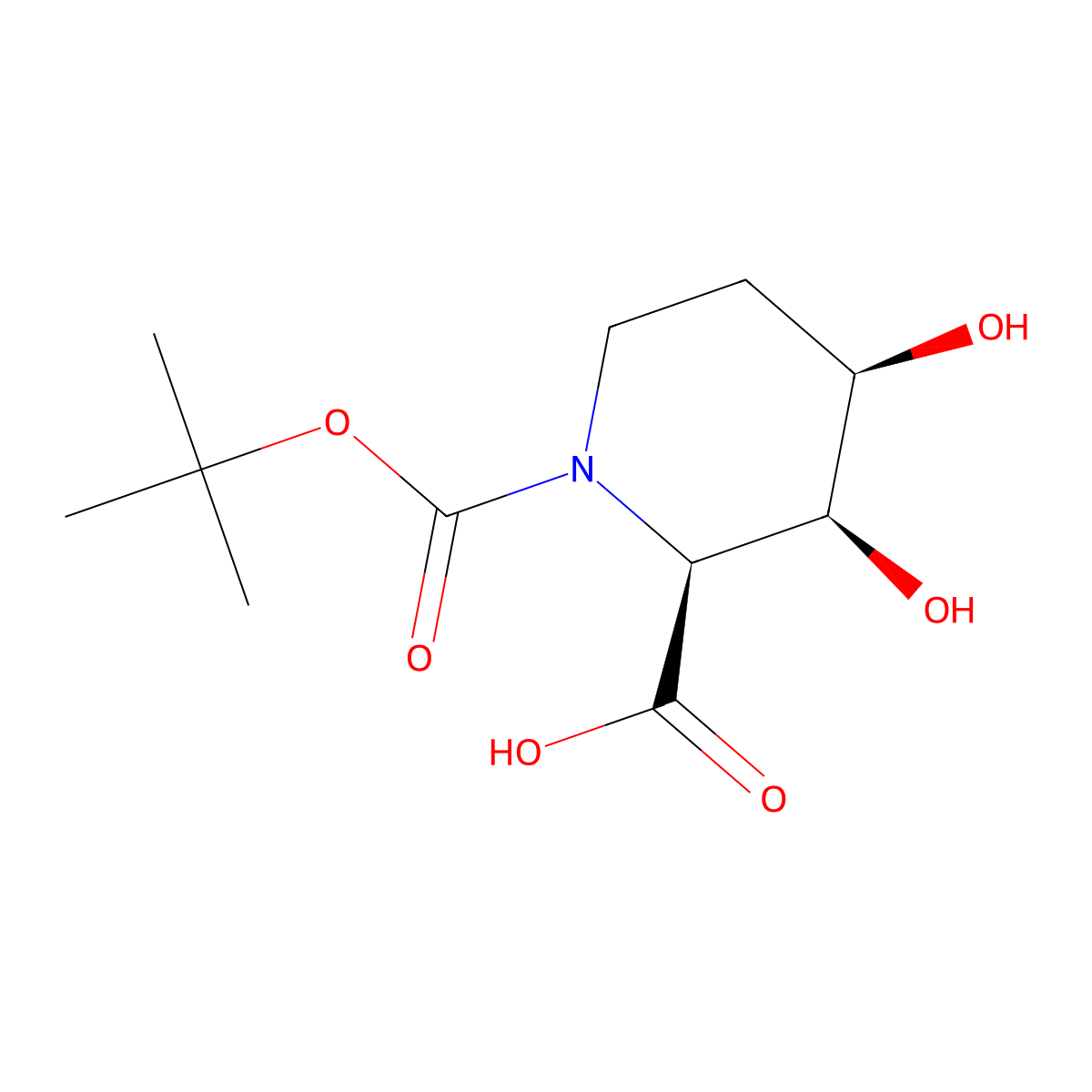 rac-(2R,3R,4S)-1-((tert-butoxy)carbonyl)-3,4-dihydroxypiperidine-2-carboxylic acid molecular structure, CAS 2402789-15-3
