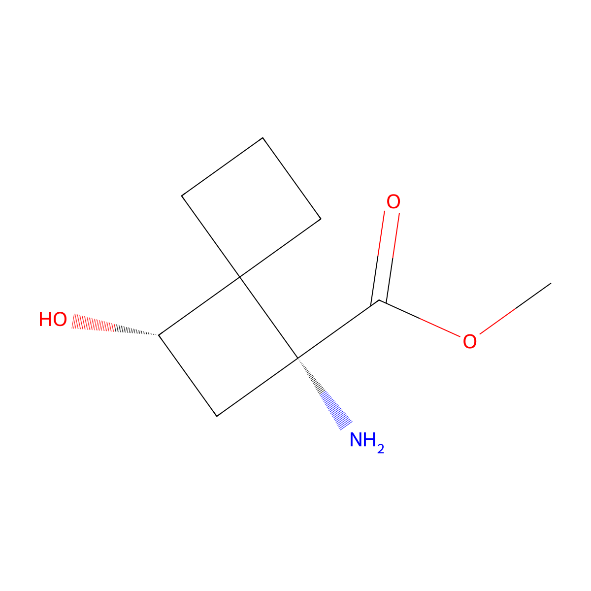 Methyl (1S,3R)-3-amino-1-hydroxyspiro[3.3]heptane-3-carboxylate molecular structure, CAS 2402789-17-5