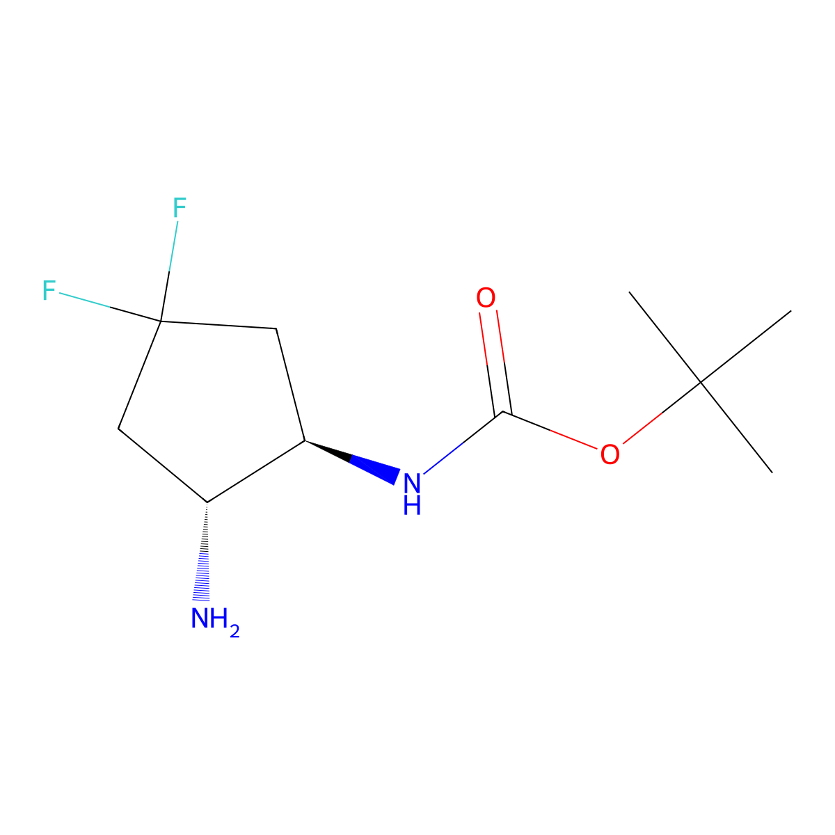 rac-tert-butylN-[(1R,2R)-2-amino-4,4-difluorocyclopentyl]carbamate molecular structure, CAS 2402789-21-1