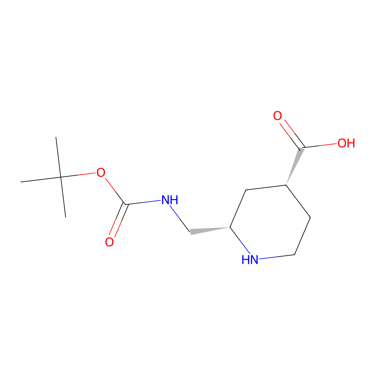 (2S,4R)-2-[[(2-Methylpropan-2-yl)oxycarbonylamino]methyl]piperidine-4-carboxylic acid molecular structure, CAS 2402789-43-7