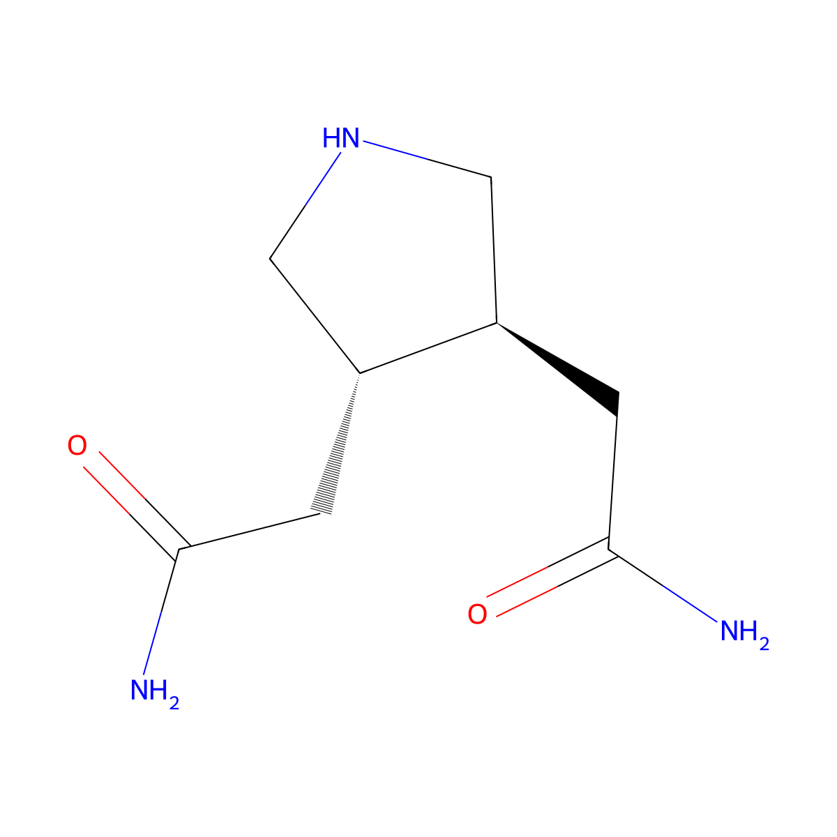 rac-2-[(3R,4R)-4-(carbamoylmethyl)pyrrolidin-3-yl]acetamide molecular structure, CAS 2402789-63-1
