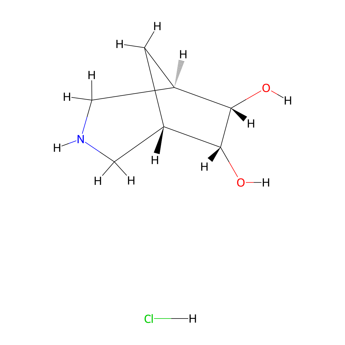 (1R,5S,6R,7S)-3-azabicyclo[3.2.1]octane-6,7-diol hydrochloride molecular structure, CAS 2402789-66-4