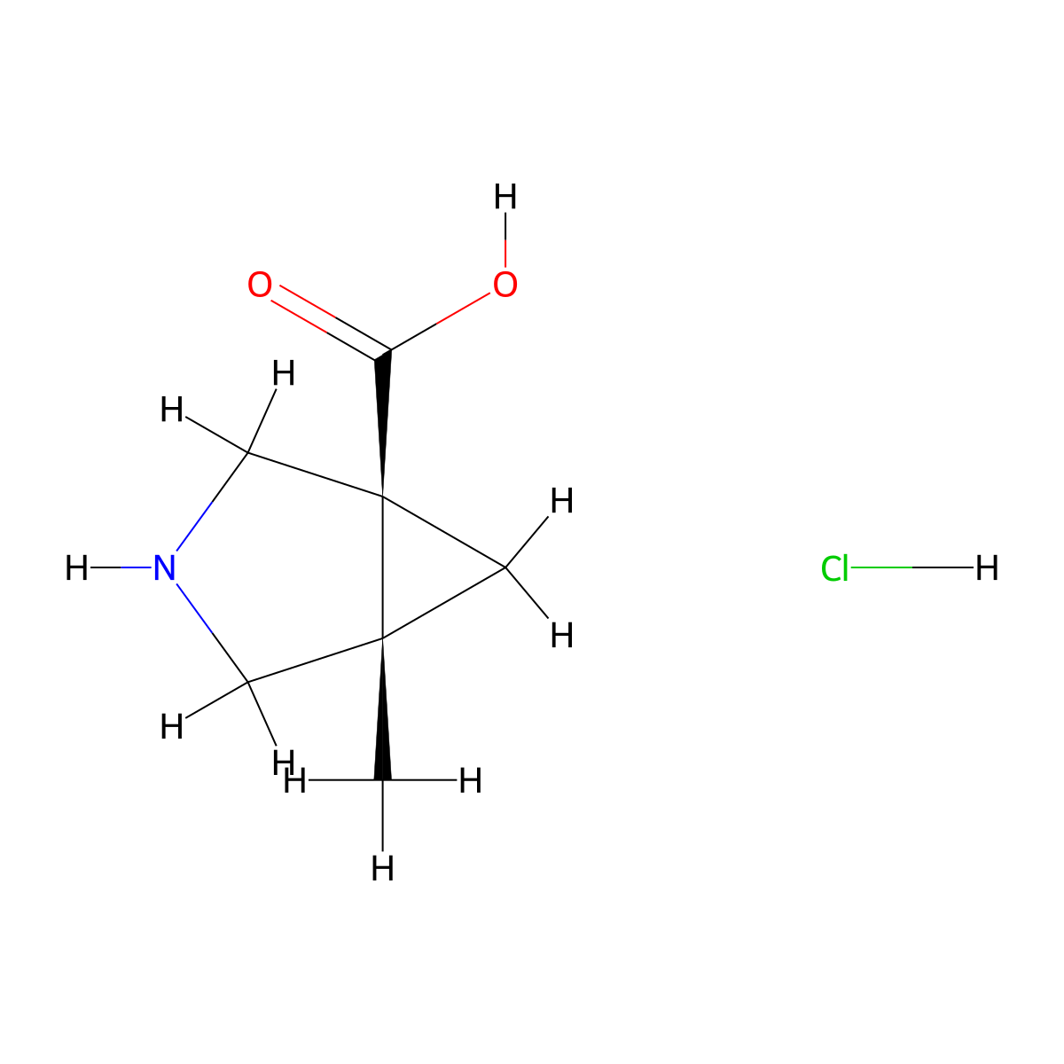 rac-(1R,5R)-5-methyl-3-azabicyclo[3.1.0]hexane-1-carboxylicacidhydrochloride,trans molecular structure, CAS 2402789-72-2