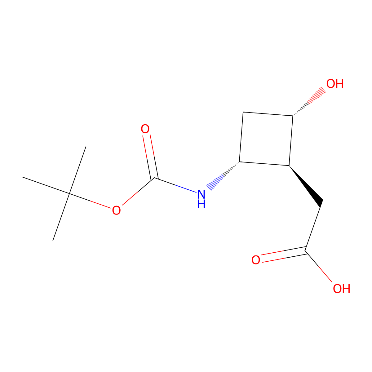 2-[(1S,2S,4R)-2-Hydroxy-4-[(2-methylpropan-2-yl)oxycarbonylamino]cyclobutyl]acetic acid molecular structure, CAS 2402789-81-3