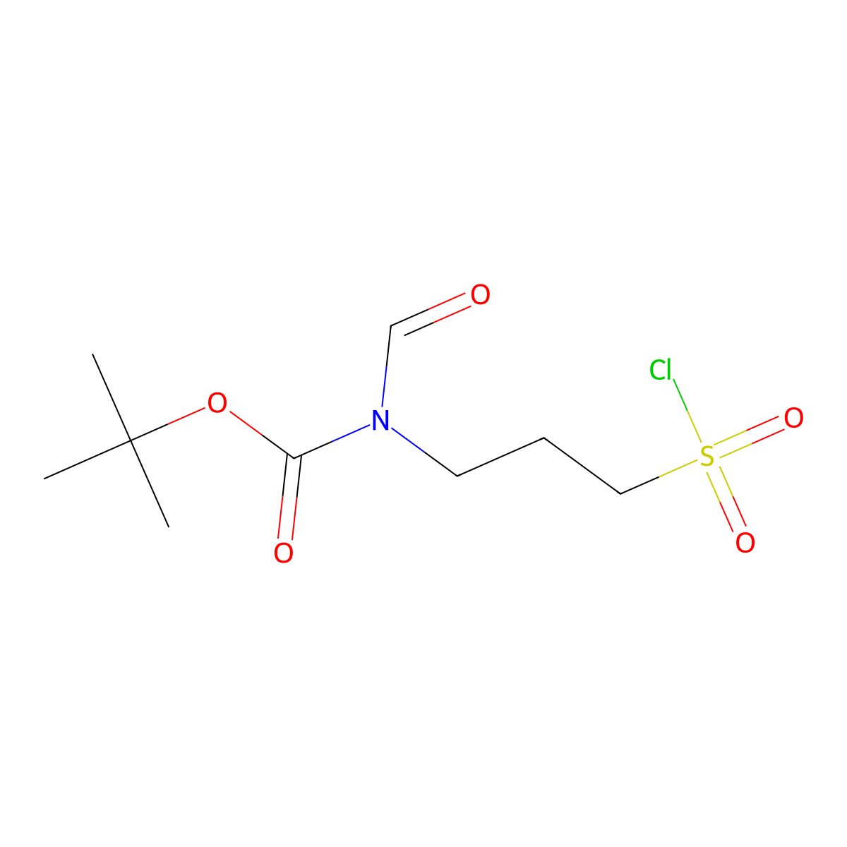tert-butyl N-(3-(chlorosulfonyl)propyl)-N-formylcarbamate molecular structure, CAS 2402828-44-6
