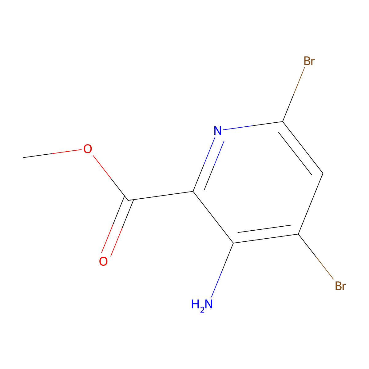 Methyl 3-amino-4,6-dibromopyridine-2-carboxylate molecular structure, CAS 2402828-54-8