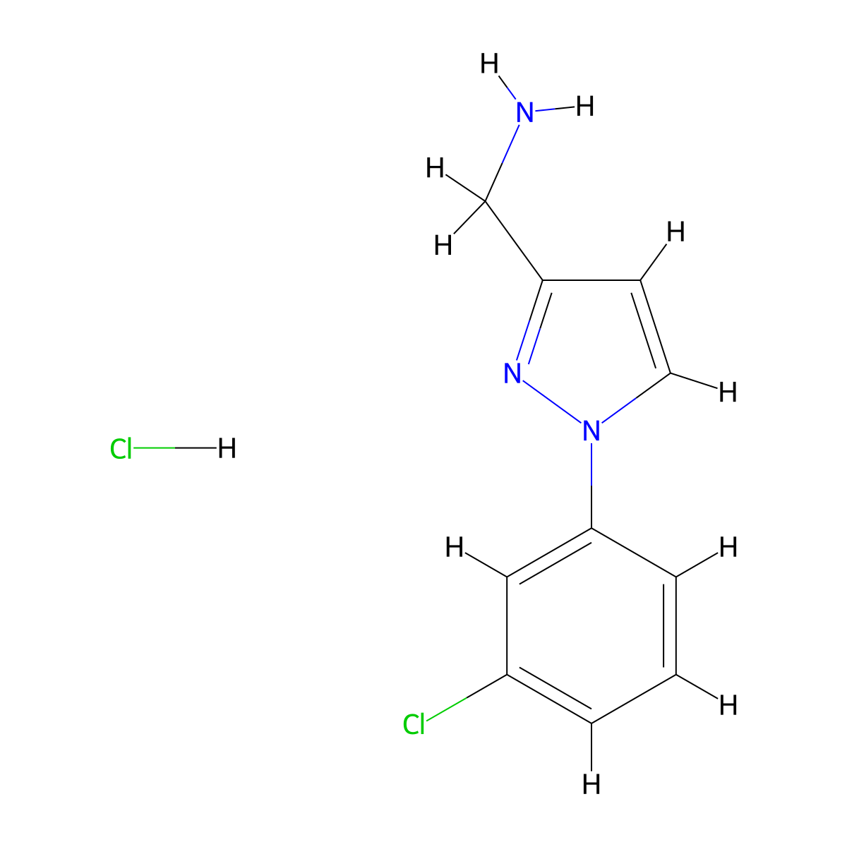 (1-(3-chlorophenyl)-1H-pyrazol-3-yl)methanamine hydrochloride molecular structure, CAS 2402828-63-9
