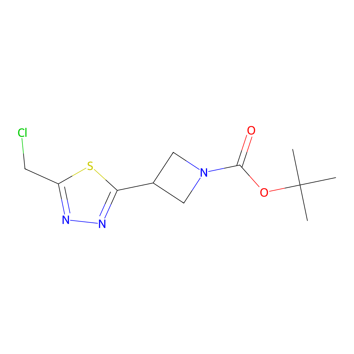 Tert-butyl 3-[5-(chloromethyl)-1,3,4-thiadiazol-2-yl]azetidine-1-carboxylate molecular structure, CAS 2402828-65-1