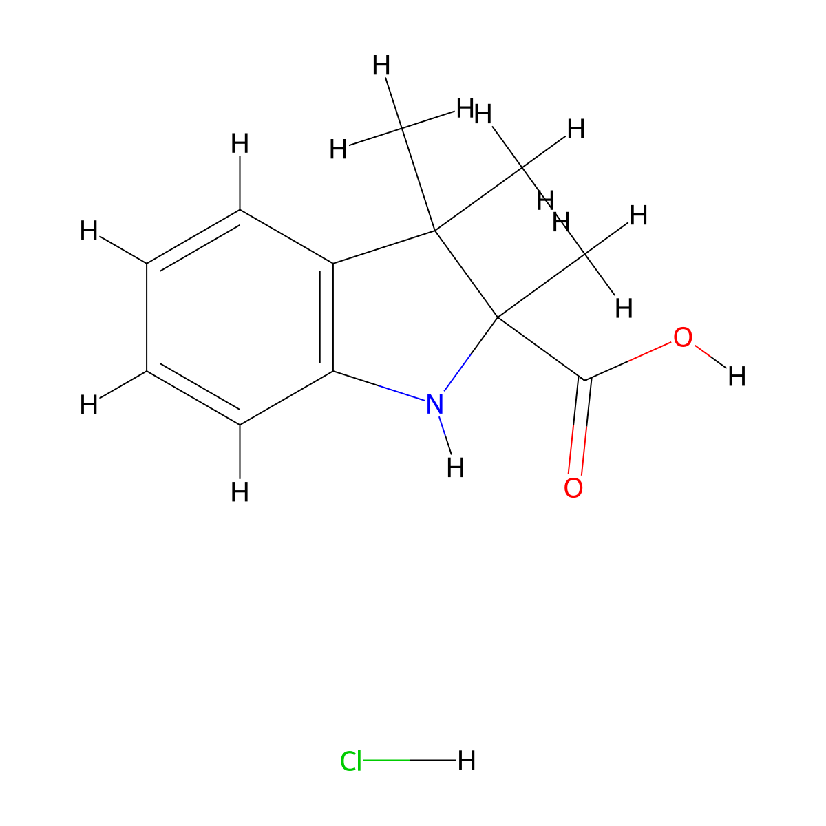2,3,3-trimethyl-2,3-dihydro-1H-indole-2-carboxylic acid hydrochloride molecular structure, CAS 2402828-70-8