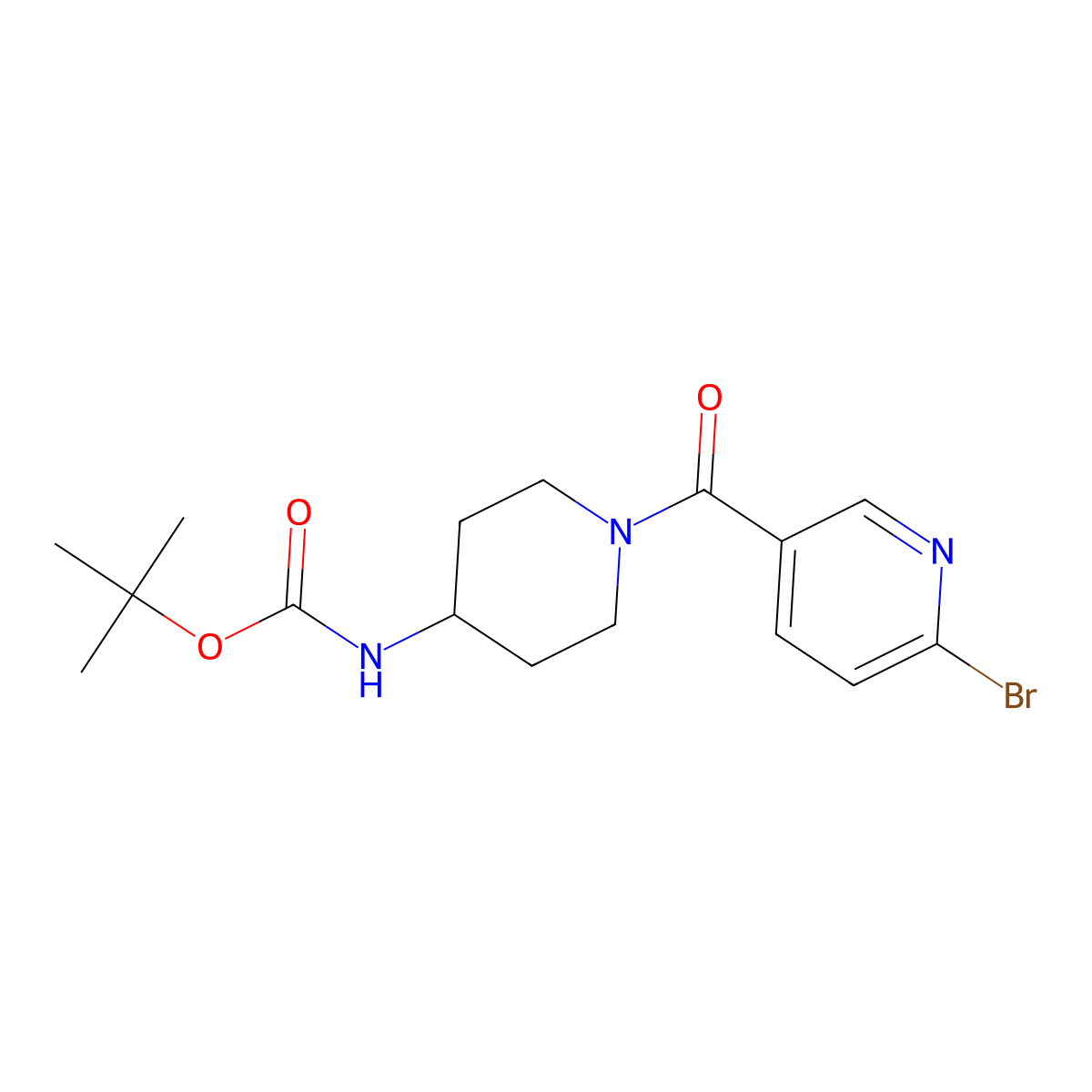 tert-butyl N-[1-(6-bromopyridine-3-carbonyl)piperidin-4-yl]carbamate molecular structure, CAS 2402828-75-3
