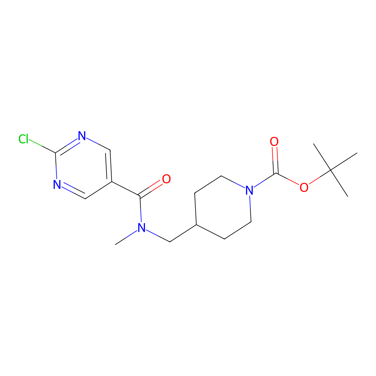 tert-butyl 4-{[1-(2-chloropyrimidin-5-yl)-N-methylformamido]methyl}piperidine-1-carboxylate molecular structure, CAS 2402828-81-1
