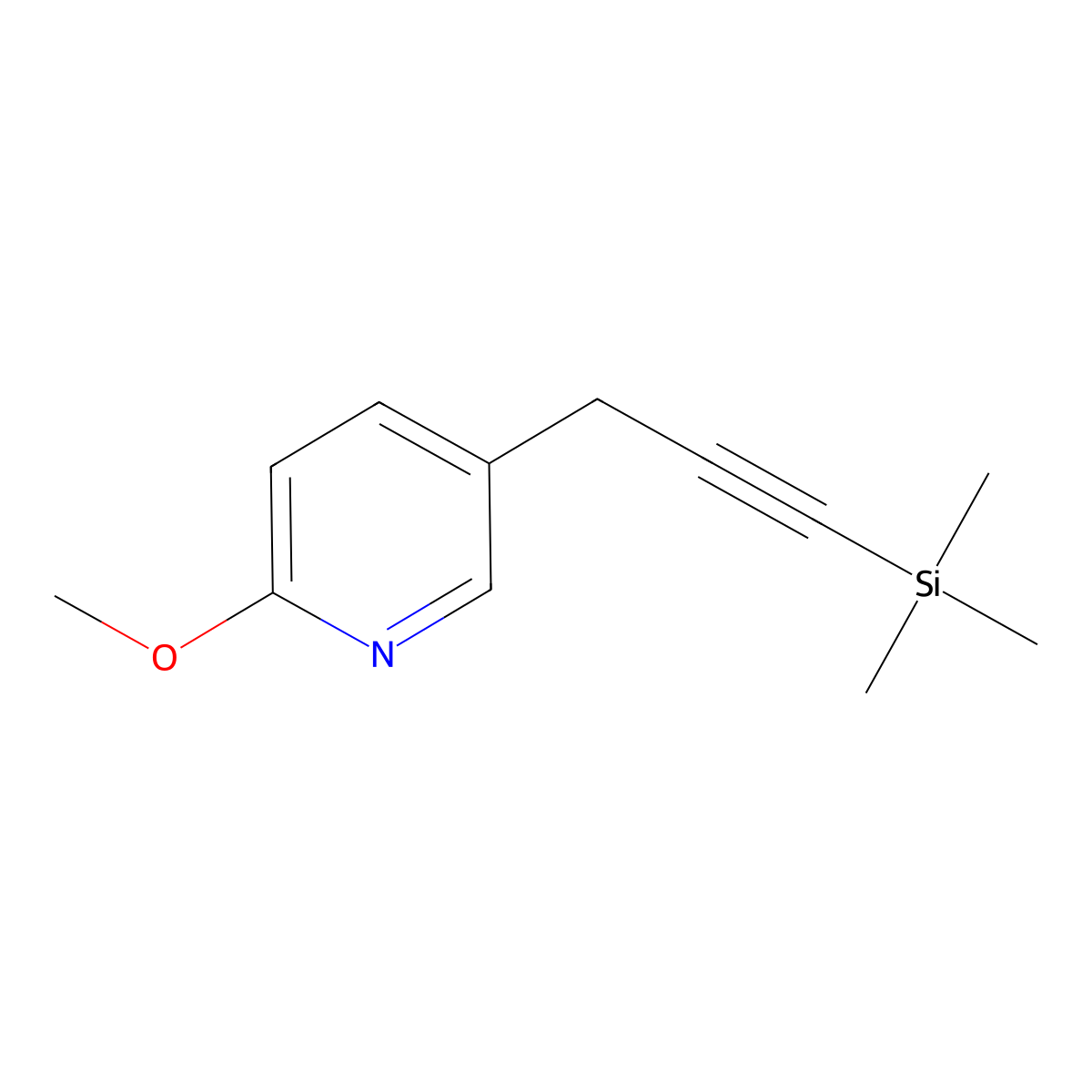 2-Methoxy-5-[3-(trimethylsilyl)prop-2-yn-1-yl]pyridine molecular structure, CAS 2402828-84-4