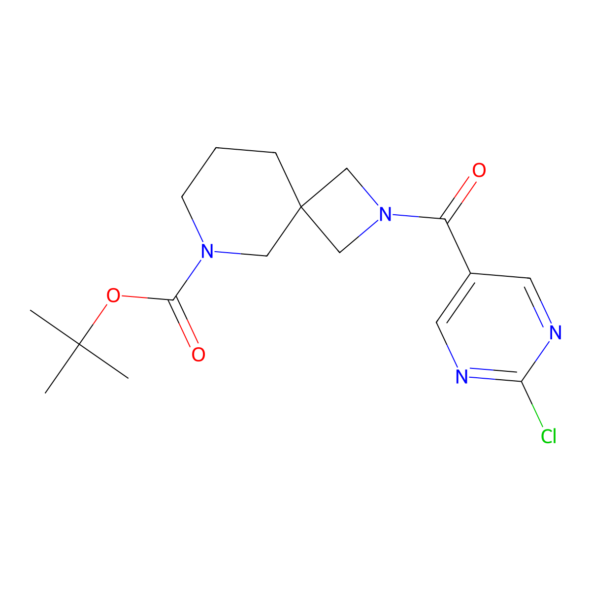 Tert-butyl 2-(2-chloropyrimidine-5-carbonyl)-2,8-diazaspiro[3.5]nonane-8-carboxylate molecular structure, CAS 2402828-87-7