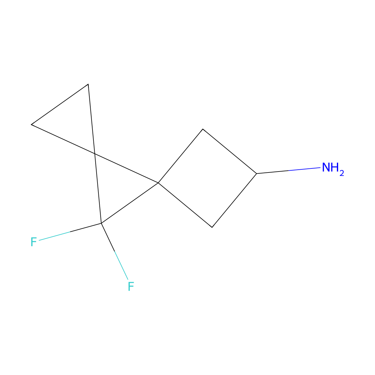 8,8-Difluorodispiro[2.0.3^{4}.1^{3}]octan-6-amine molecular structure, CAS 2402828-88-8