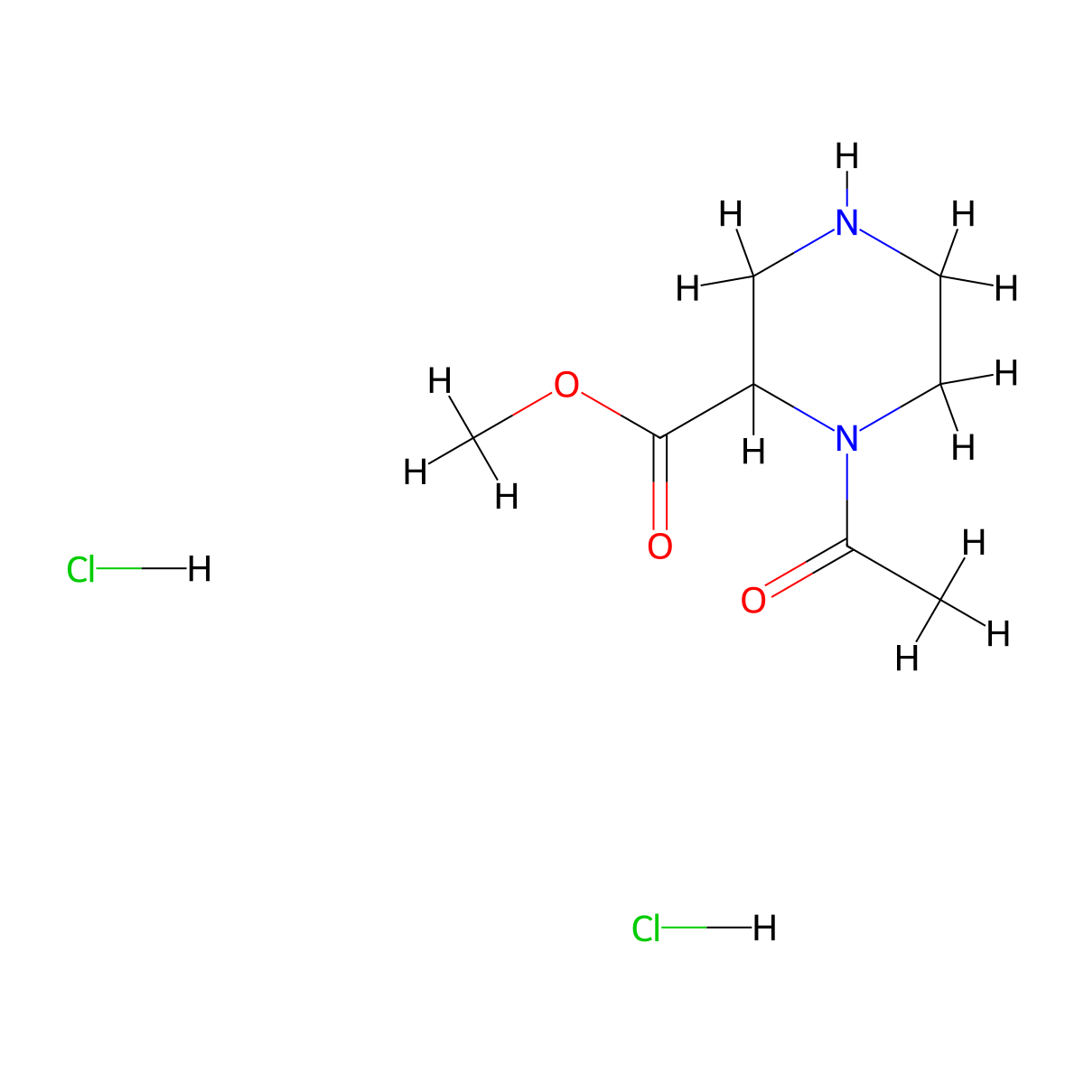 Methyl 1-acetylpiperazine-2-carboxylate dihydrochloride molecular structure, CAS 2402828-92-4